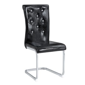 TopComfy Accent Chairs Set Of 4 Retro Alligator Skin Upholstered Dining Chairs Faux Leather Design For Dining Room, Black, 16.4"*22.4"*39.6" - 1 of 4