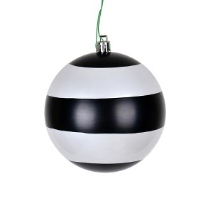 Vickerman Black-White Striped Pearl Ball Christmas Ornament - 1 of 1