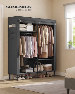 Black Heavy Duty Freestanding Portable Wardrobe Closet with Cover