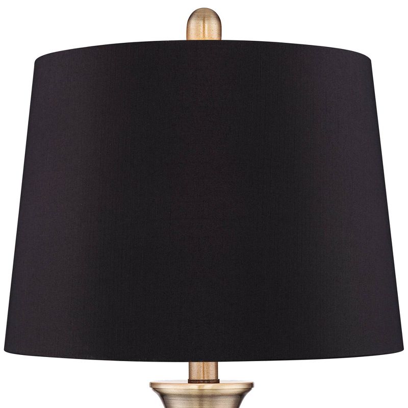 Regency Hill Becky Traditional Table Lamps 24 3/4" High Set of 2 Antique Brass Black Faux Silk Drum Shade for Bedroom Living Room Bedside Nightstand, 2 of 6