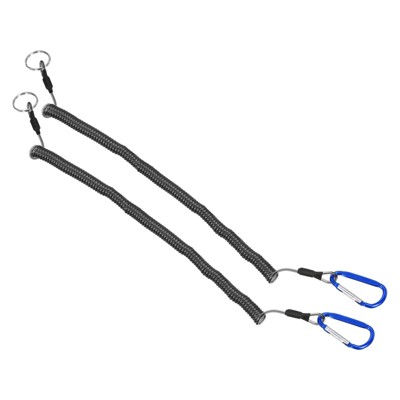 Unique Bargains Retractable Coiled Safety Cords Fishing Tool Lanyards with Carabiners 2 Pcs 6.6ft