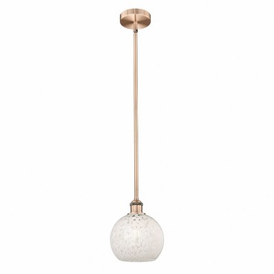White Mouchette - 1 Light Stem Hung Mini Pendant In Modern Style-10 Inches Tall and 8 Inches Wide