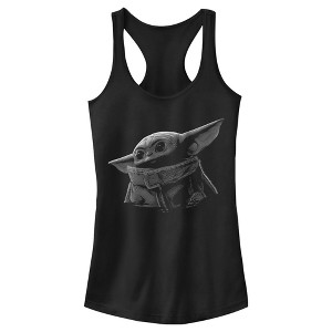 Juniors Womens Star Wars The Mandalorian The Child Shadow Racerback Tank Top - 1 of 4