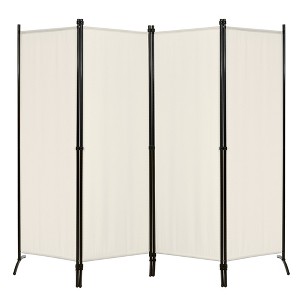 Tangkula 5.6Ft Tall Folding Room Divider Freestanding 4-Panel Privacy Screen w/Iron Frame Black/Coffee/White - 1 of 4