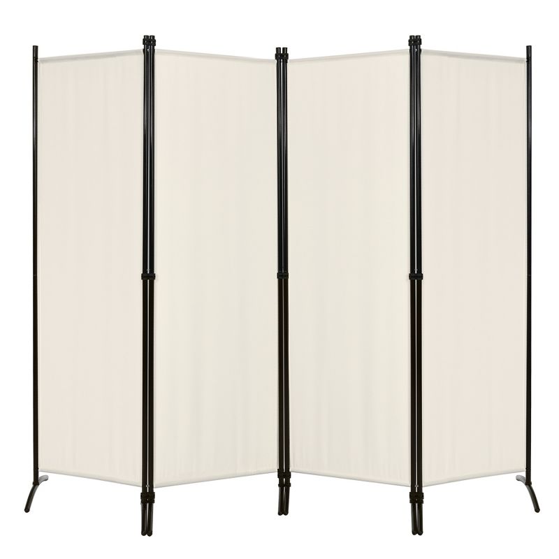 Tangkula 5.6Ft Tall Folding Room Divider Freestanding 4-Panel Privacy Screen w/Iron Frame Black/Coffee/White, 1 of 11