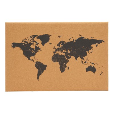Juvale Cork Board Map of The World - Wall Mount Bulletin Board with Pins, 23.5 x 15.75 In