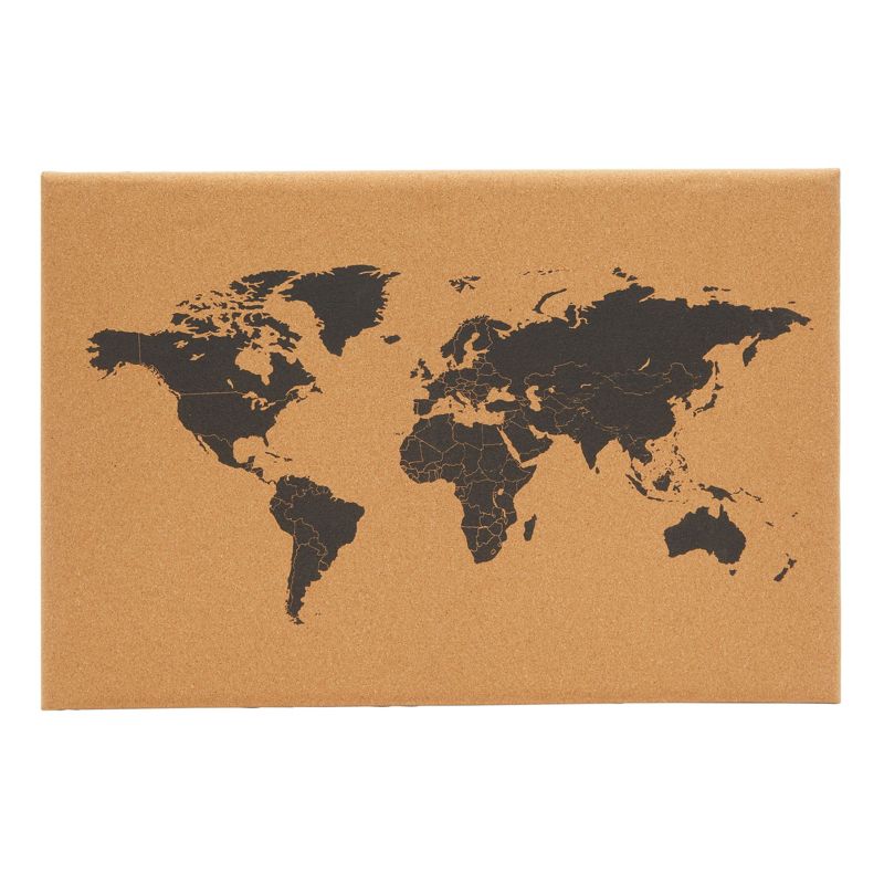 Juvale Cork Board Map of The World - Wall Mount Bulletin Board with Pins, 23.5 x 15.75 In, 1 of 9