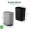 Bathroom Waste Bin 12L Capacity w/ Odor-Blocking Lid Hands-Free Foot Pedal Operation - 2 of 4
