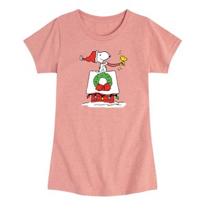 Girls' - Peanuts - House Sleigh Short Sleeve Graphic T-Shirt - 1 of 3