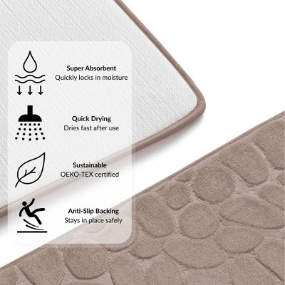 Taupe Memory Foam Runner Mat with 3D Pebble Design