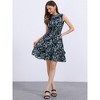 Allegra K Women's Regular Fit Floral A-line Smocked Waist Tiered Ruffled Chiffon Mini Dress - 3 of 4
