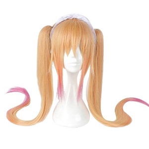 Unique Bargains Women's Wigs 39" Blonde Pink with Wig Cap - 1 of 4