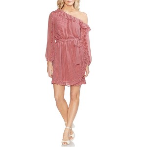 Vince Camuto Womens Ruffle-Trim Wrap One Shoulder Asymmetrical Dress - 1 of 1