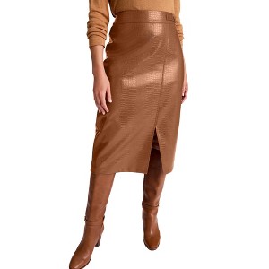 Jessica London Faux Croc Wrap Skirt - 1 of 4