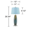 360 Lighting Azure Modern Table Lamps 26 3/4" High Set of 2 Blue Brown Art Glass Blue Hardback Drum Shade for Bedroom Living Room Bedside Nightstand - 4 of 4
