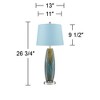 360 Lighting Azure Modern Table Lamps 26 3/4" High Set of 2 Blue Brown Art Glass Blue Hardback Drum Shade for Bedroom Living Room Bedside Nightstand - image 4 of 4