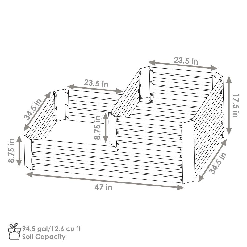 Sunnydaze 2-Tier Galvanized Steel Raised Garden Bed - 17.75" H, 2 of 8