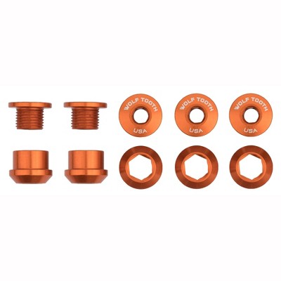 Wolf Tooth 1x Chainring Bolt Set - 6mm, Dual Hex Fittings, Set/5, Orange