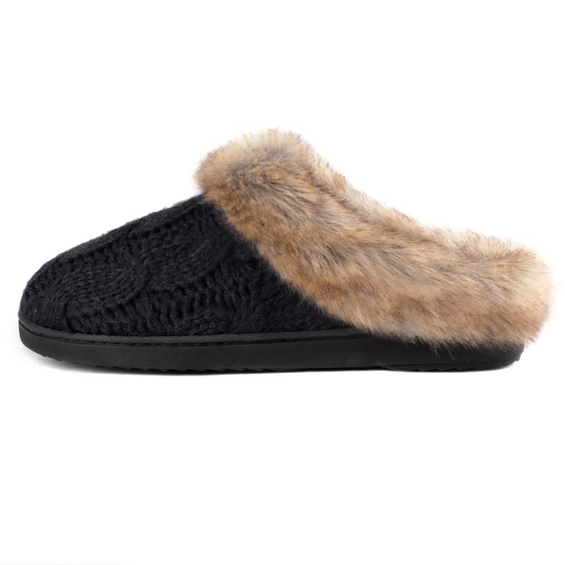RockDove Women's Cable Knit Faux Fur Collar Slip-On, 2 of 7