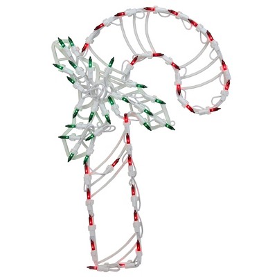 Northlight 18" Lighted Candy Cane with Holly Christmas Window Silhouette Decoration