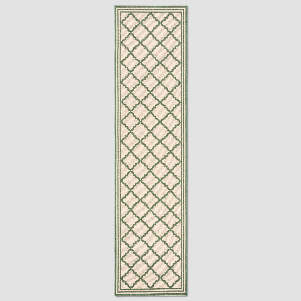 2'X8' Dorotha Outdoor Rug Cream/Green - Safavieh
