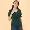 Allegra K Women's Elegant Ruffle V Neck Short Sleeve Swiss Dots Chiffon Blouse - 2 of 4