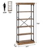 6 Tier Bookshelf Industrial Bookcase Wood Storage Open Rack Shelf Metal Frame Rustic Tall Standing Bookshelves - 2 of 4