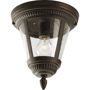 Progress Lighting Westport 1-Light Flush Mount Ceiling Light, Antique Bronze, Clear Seeded Glass - 1 of 1