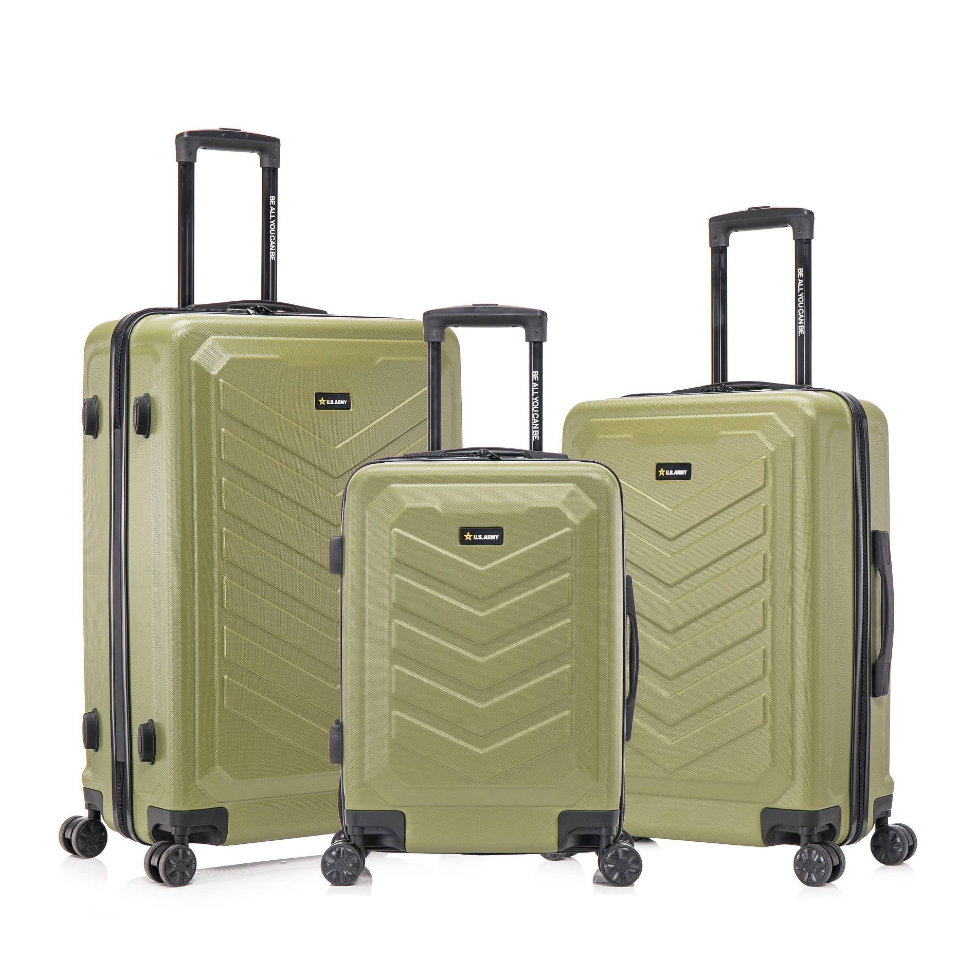 U.S. Army Checked FOX 3pc Hardside Suitcase Set - Olive Drab