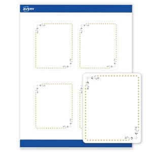 Avery 4" x 3-1/3" Labels, Gold Dots with Green Florals, 40 ct - 1 of 4