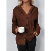 Women's Hooded Cardigan Sweaters Casual V Neck Button Down Long Sleeve Knit Cardigans Coat - 4 of 4