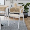 LeisureMod Ervilla Wicker Back Dining Chair with Leather Seat & Steel Frame - 2 of 4