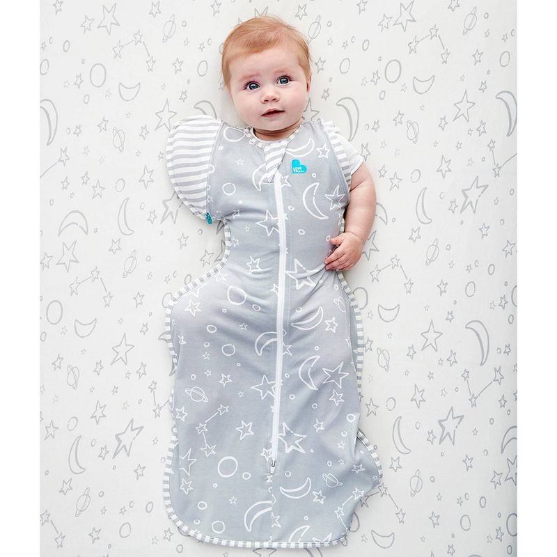 Love to Dream Swaddle Wrap - Moon and Stars Gray, 5 of 6