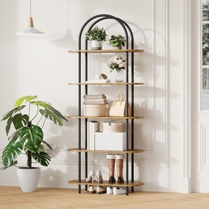5-Tier Industrial Bookshelf, 71 Inch Tall Metal Arch Bookcase with Open Adjustable Shelves, for Living Room and Home Office - 1 of 4