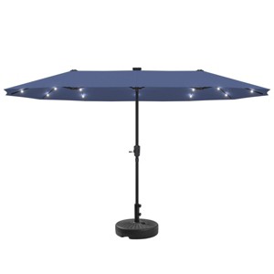 Ainfox 13ft Outdoor Patio Umbrella with Solar Lights and Round Umbrella Base - 1 of 4