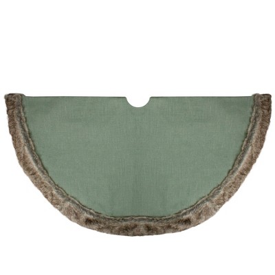 Northlight 48" Green Burlap Christmas Tree Skirt with Faux Fur Trim