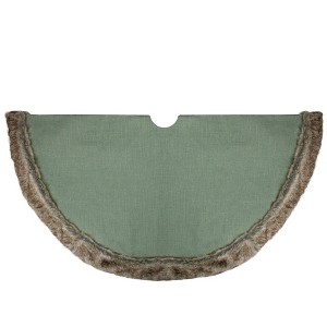 Northlight 48" Green Burlap Christmas Tree Skirt with Faux Fur Trim - 1 of 4