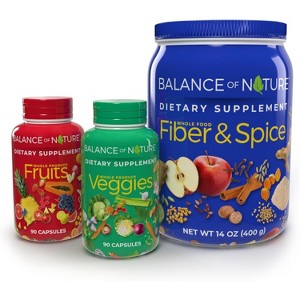 Balance of Nature Whole Health System - Whole Food Fruits & Veggies and Fiber & Spice Supplements - 30 Servings Each - 1 of 4