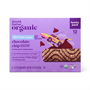 Organic 25% Less Sugar Chocolate Chip Whole Grain Baked Bars - 15.24oz - Good & Gather™ - 1 of 4
