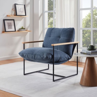 Syemin Accent Chairs Decorative Chair with Removable Cushion and Metal Stand for Living Room, Bedroom, Office, Blue, 32.09"*29.13"*32.28"