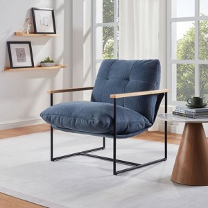 Syemin Accent Chairs Decorative Chair with Removable Cushion and Metal Stand for Living Room, Bedroom, Office, Blue, 32.09"*29.13"*32.28" - 1 of 4
