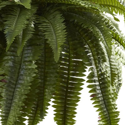 Nearly Natural Green Plastic Fern Hanging Basket
