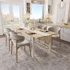 Dining Table Set for 4-6 with Benches, 63" Large Extendable Dining Room Table, Wooden Kitchen Table Set with Metal Frame MDF Board Natural Wood - 3 of 4