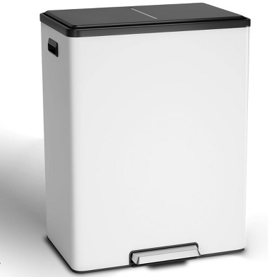 15.85 Gallon Kitchen Trash Can with 2 Removable Barrel, Wide Step Pedal, Soft Close Lid