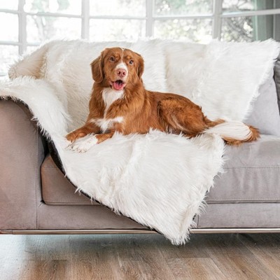 Polar White Faux Fur Waterproof Pet Throw Blanket