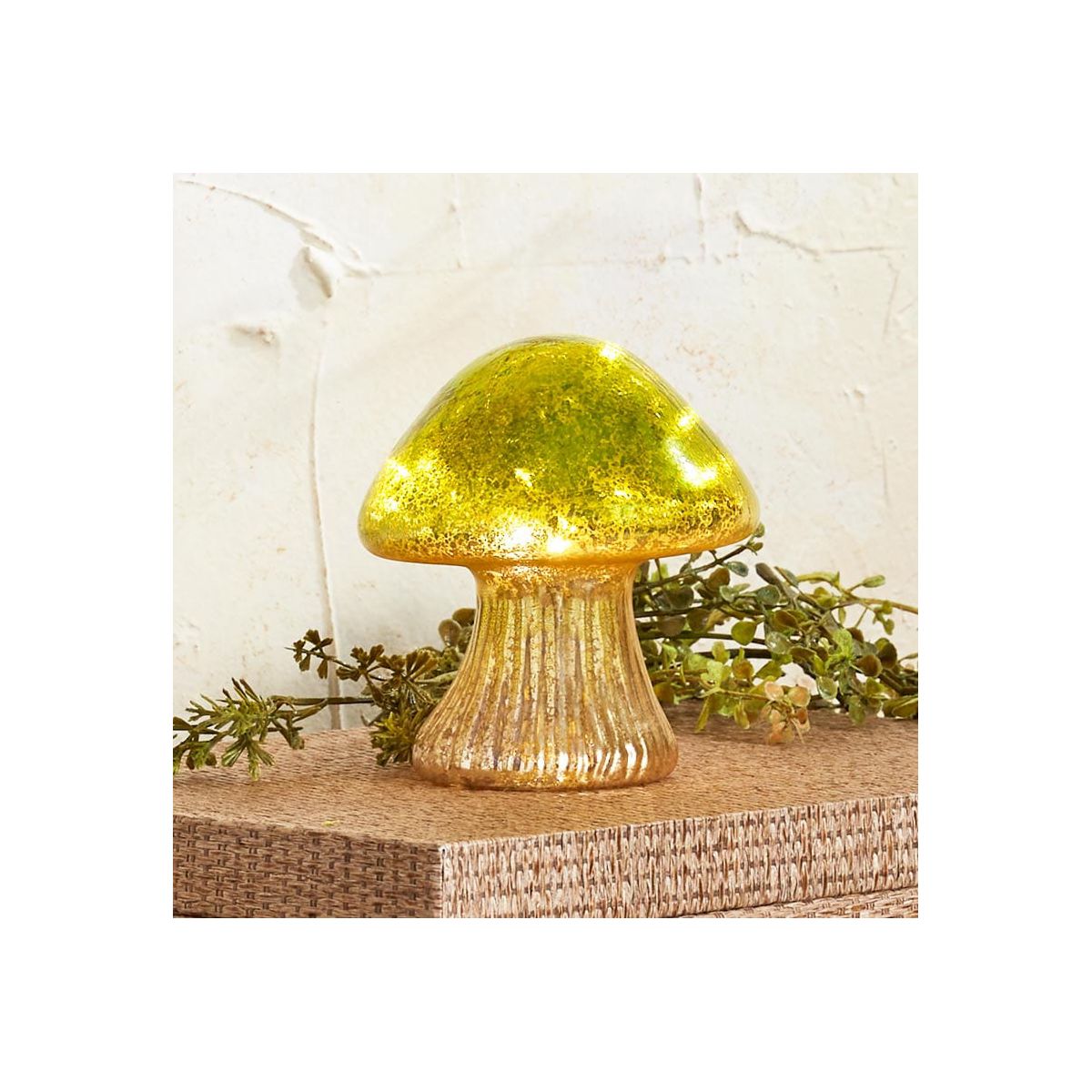 The Lakeside Collection Fall Lighted Glass Mushrooms - Green, Yellow or Orange - - thumbnail 3