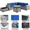XIZZI 7PCS Patio Furniture Set, Sectional Sofa, PE Rattan Wicker Couch, Outside Conversation Sets with Fire Pit Table and Coffee Table, Navy Blue - 4 of 4