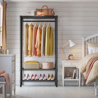 Black 3-Tier Wire Freestanding Closet System