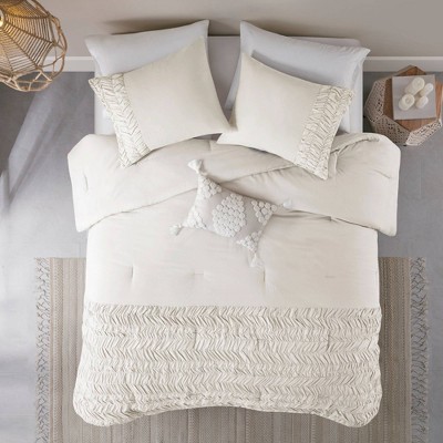 4pc Full/Queen Sophia Cotton Comforter Set - White