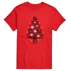 Men's - Instant Message - Wood Planks Christmas Tree Short Sleeve Graphic T-Shirt - 1 of 4